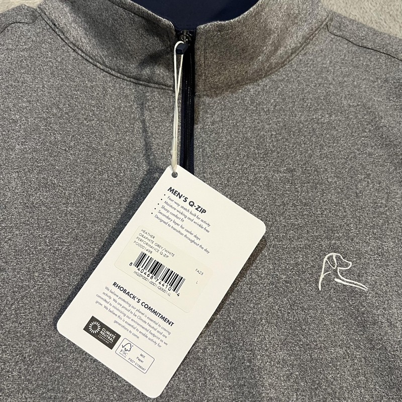 Rhoback Q-Zip Pullover Mens Large Gray 1/4 Zip Long Sleeve Golf Stretch gallery
