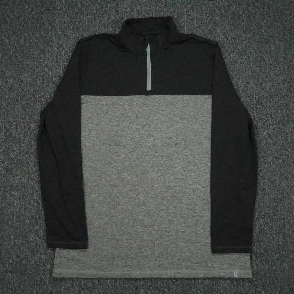 Marine Layer Pullover Mens Extra Large Gray Black Weekend Sport Quarter Zip XL