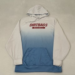 Badger Sport Dirtbags Baseball Graphic Logo White & Blue Hoodie Sweatshirt Men M