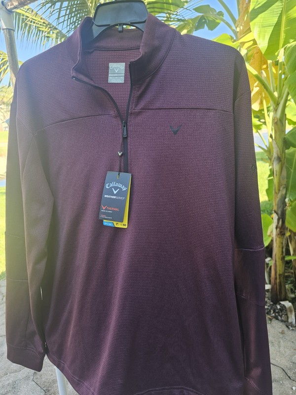 Callaway Golf Jacket 1/4 Zip Men's Size XL Peacoat CGKF90B6DS BURGUNDY gallery