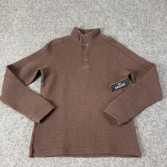 Rhone Pullover Mens Small Brown Herringbone Mock Neck Snap Long Sleeve Casual