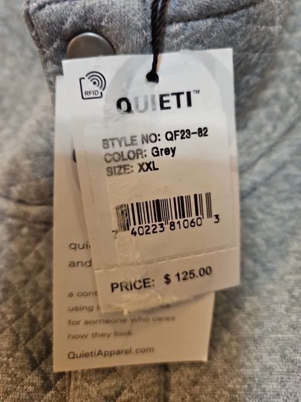 QUIETI Mens 1/4 Zip Quilted Pullover Activewear XXL Gray NWT gallery