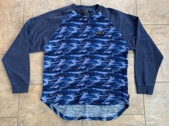 Y2K G Unit 50 Cent Mens XL Long Sleeve Shirt Waffle Knit Thermal Blue Camo