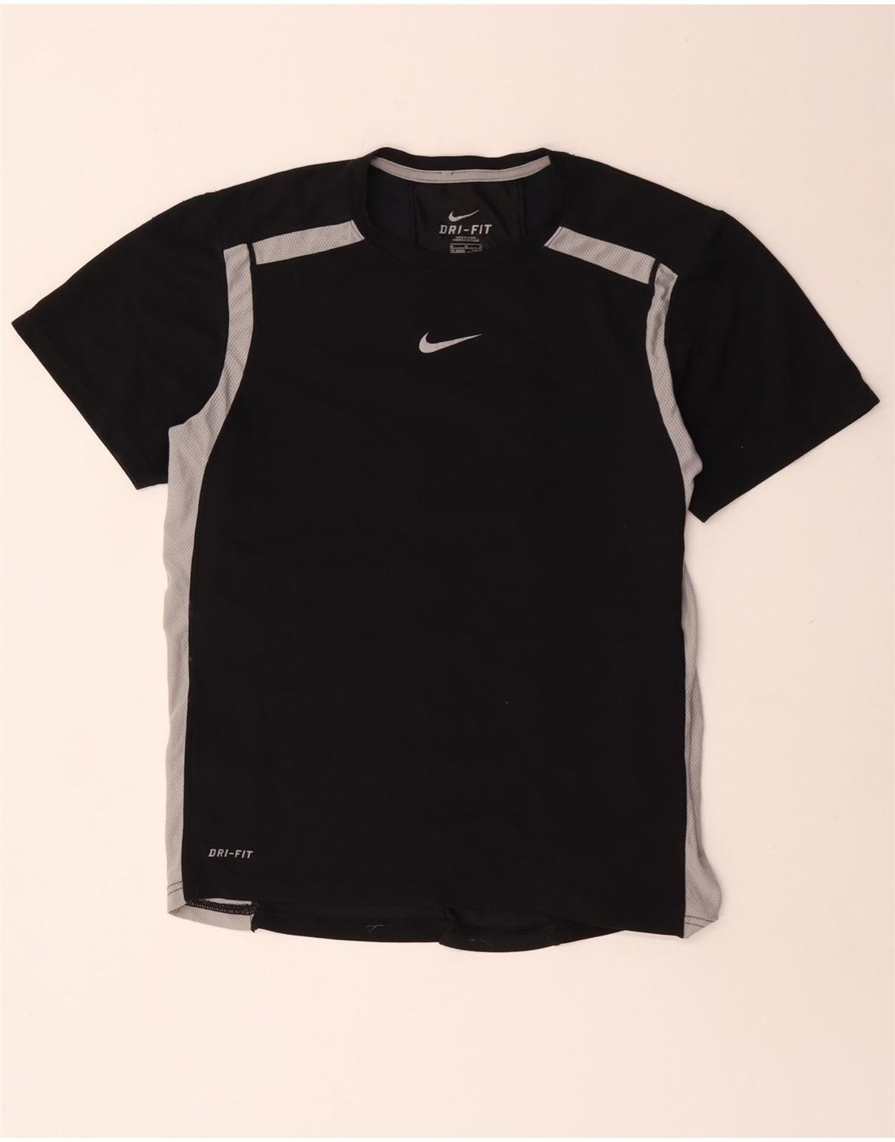 Nike Mens Dri Fit T-Shirt Top UK 38/40 Medium Black Colourblock Polyester CL08 gallery