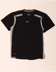 Nike Mens Dri Fit T-Shirt Top UK 38/40 Medium Black Colourblock Polyester CL08