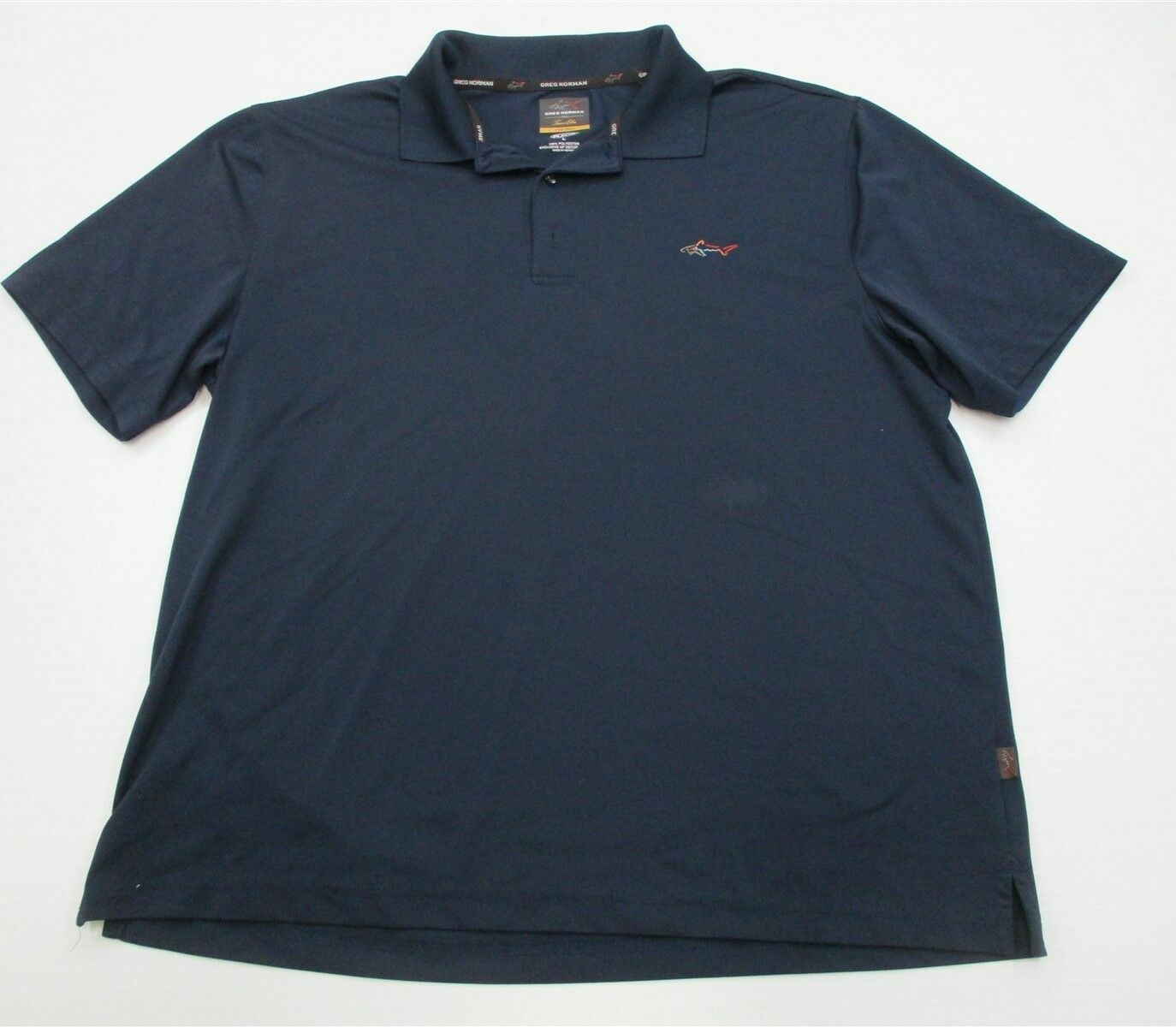 GREG NORMAN Men's Size L Play Dry Tasso Ella Golf Navy Blue Polo Shirt gallery