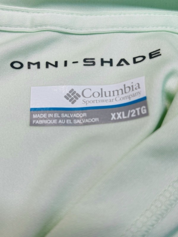 Columbia Omni-Shade Shirt Men's XXL Lite Green Long Sleeve Hooded Fishing UPF gallery
