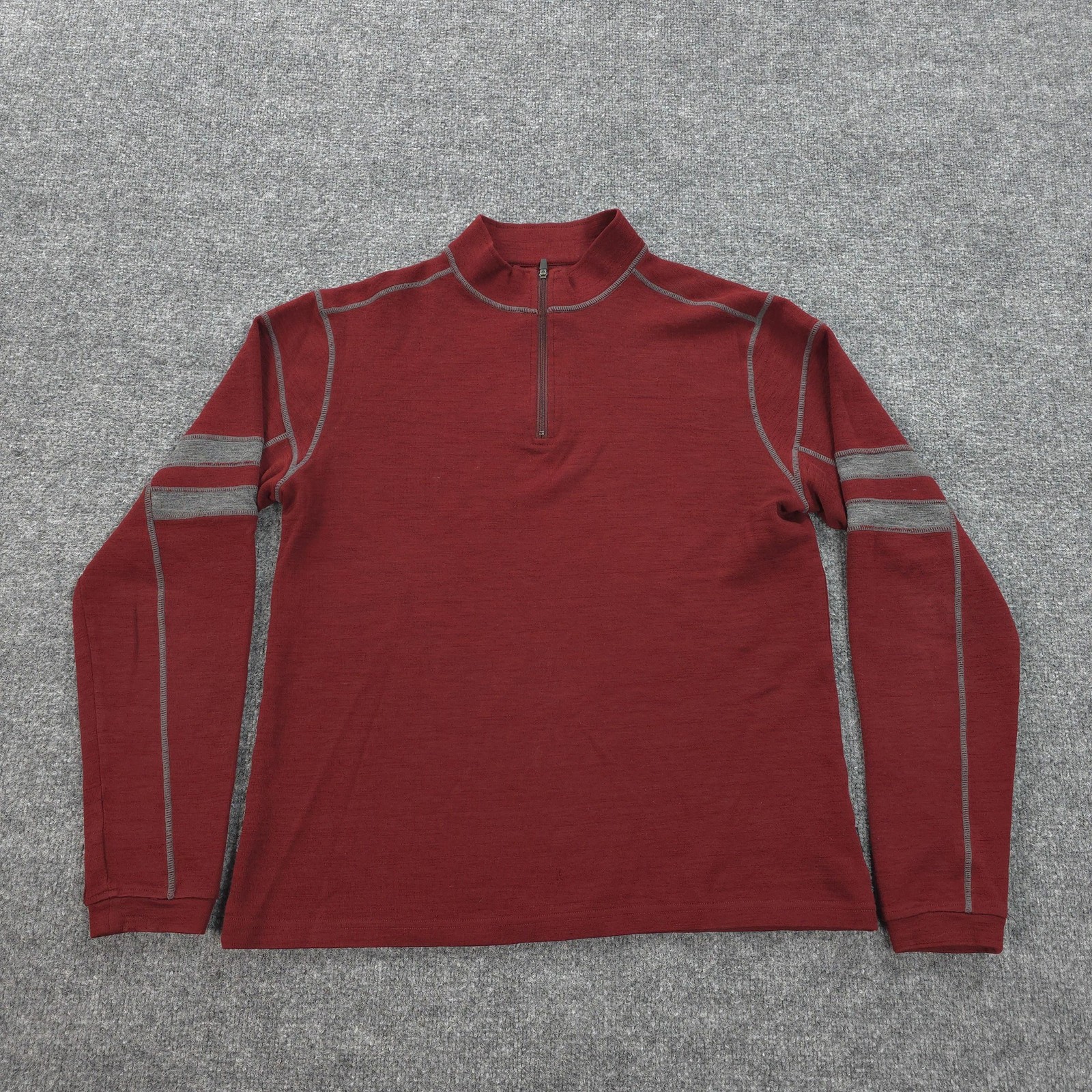 Kuhl Sweater Mens Large Red Team 1/4 Zip 100% Merino Wool Hiking Base Layer Top gallery
