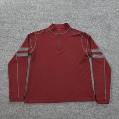 Kuhl Sweater Mens Large Red Team 1/4 Zip 100% Merino Wool Hiking Base Layer Top
