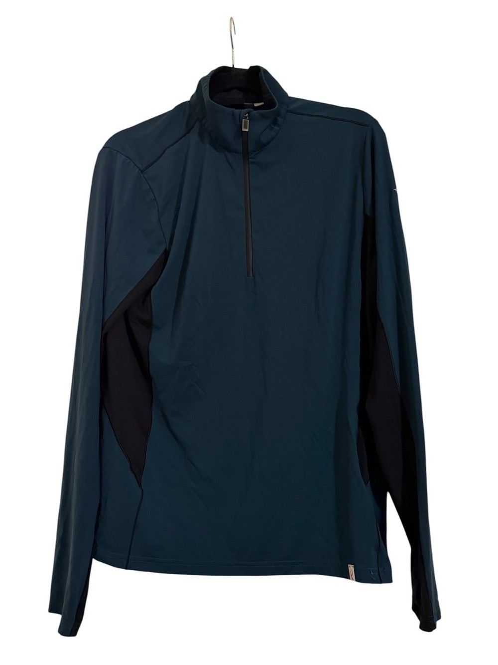 KJUS Men’s Quarter Zip Performance Pullover Teal Black Size 50 Medium UPF 50+ gallery