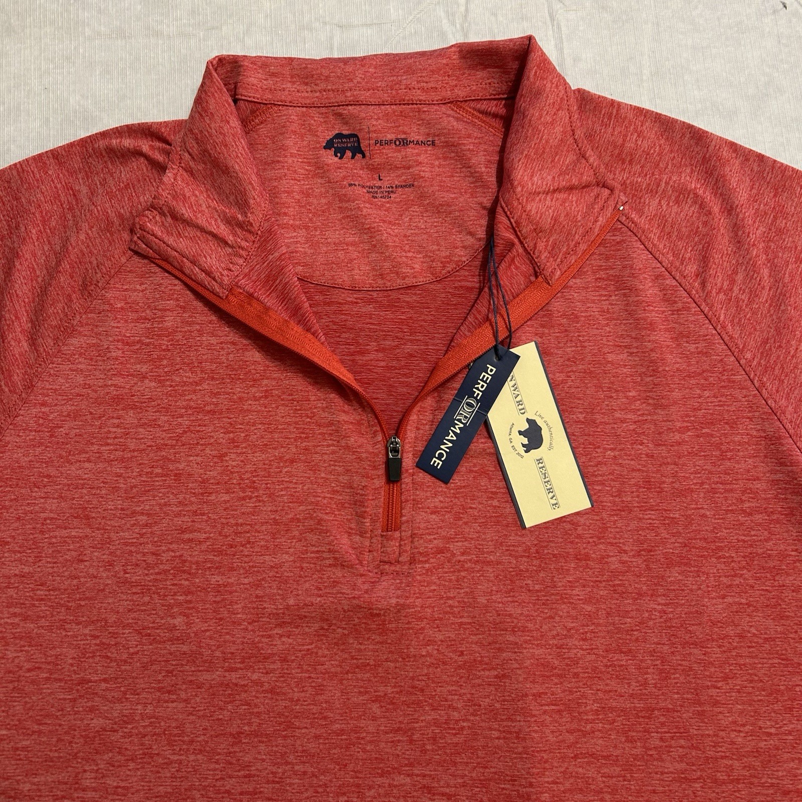 NWT Onward Reserve Performance Pullover Mens Large Red 1/4 Zip Golf Stretch gallery