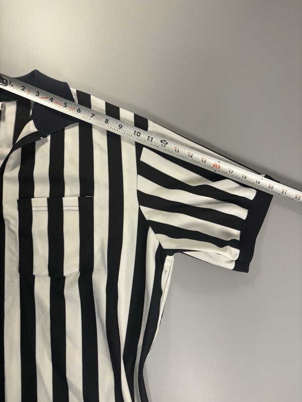 Vintage Dalco Referee Shirt 2XL USA Thick Knit Mesh Black White Faded gallery