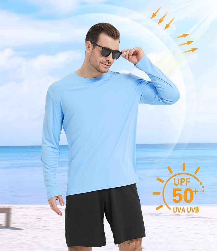 4 Pack Men's UPF 50+ Rash Guard Swim Fishing Sun Shirts, Long Sleeve SPF UV S... gallery