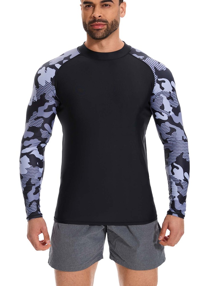 Men's UPF 50+ UV Protection Long Sleeve T-Shirt Sun Block Rash Guard Surf Shirts