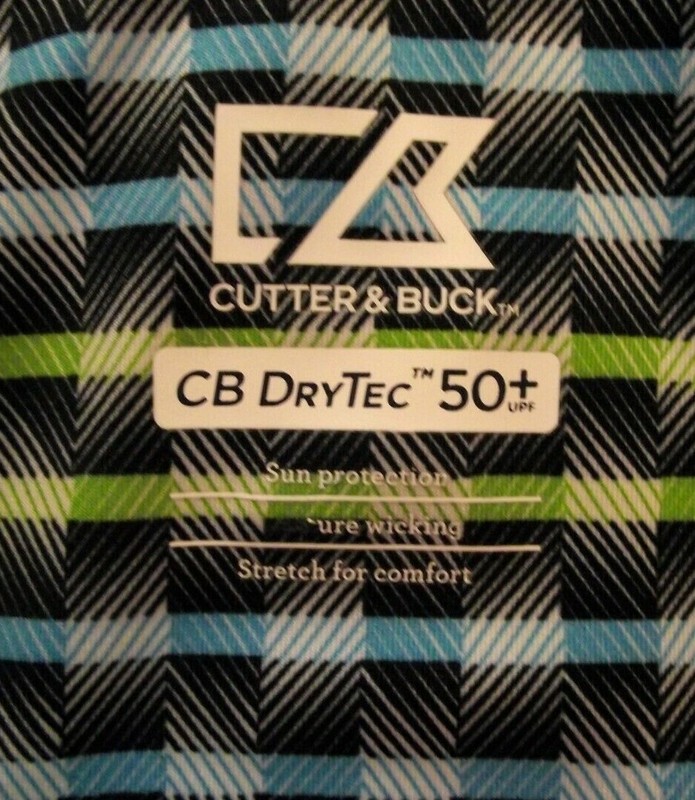 Cutter and Buck Golf men's medium blue/green/navy polo Shirt (bin aa) gallery
