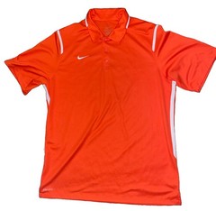 Nike Polo Shirt Orange/White Men’s Large Dri Fit 658085-821 Athletic D-34