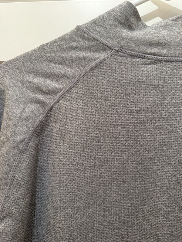 Fabletics Nylon Blend Pullover Mens X-Large Quarter Zip Thumbholes Hiking Gray gallery