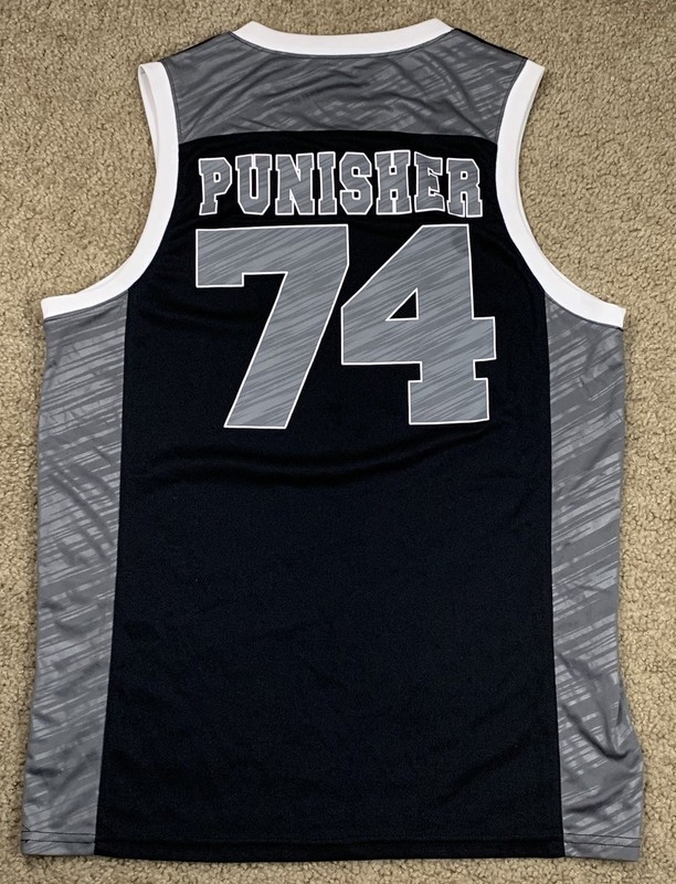 Marvel Mens Small The Punisher #74 Basketball Jersey Black Sleeveless Tank Top gallery
