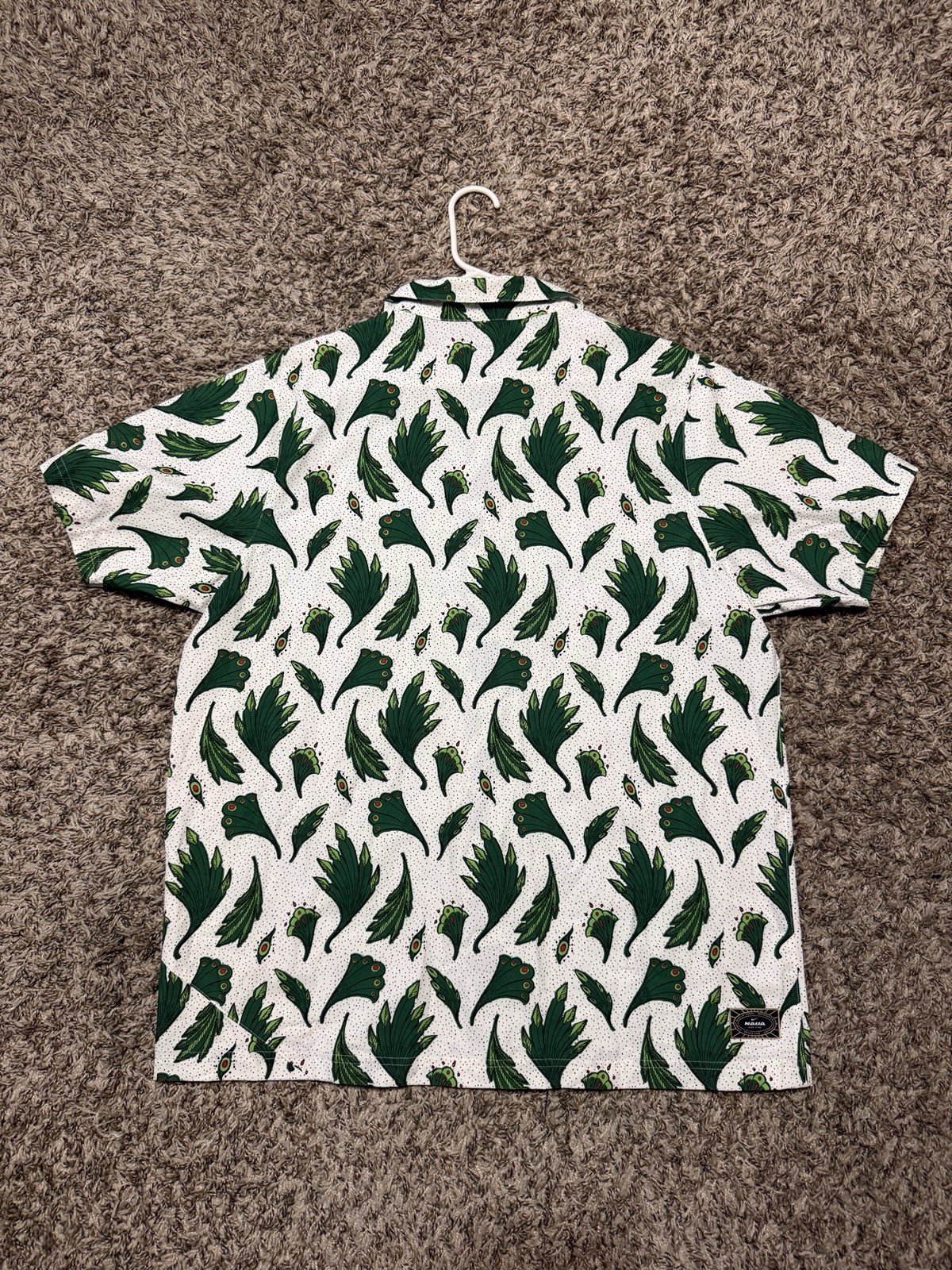 Nike Naija Button Up Lounge Dri Fit T Shirt Multicolor Floral Green White - XL gallery