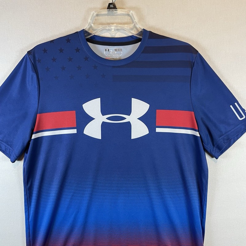 Under Armour HeatGear USA Shirt Men’s Medium Red White Blue Athletic Tee gallery