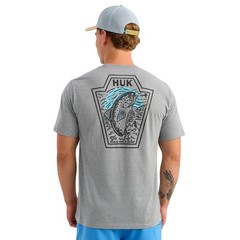 Huk Scenic Short Sleeve Pocket Tee Men’s Shirt, Sharkskin Heather, XX-Large