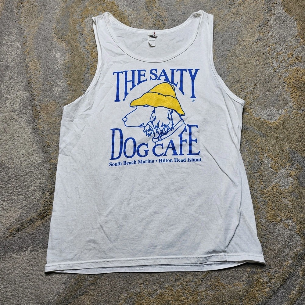 Vintage y2k Anvil The Salty Dog Cafe Shirt M Tank Top Muscle Beach Surf