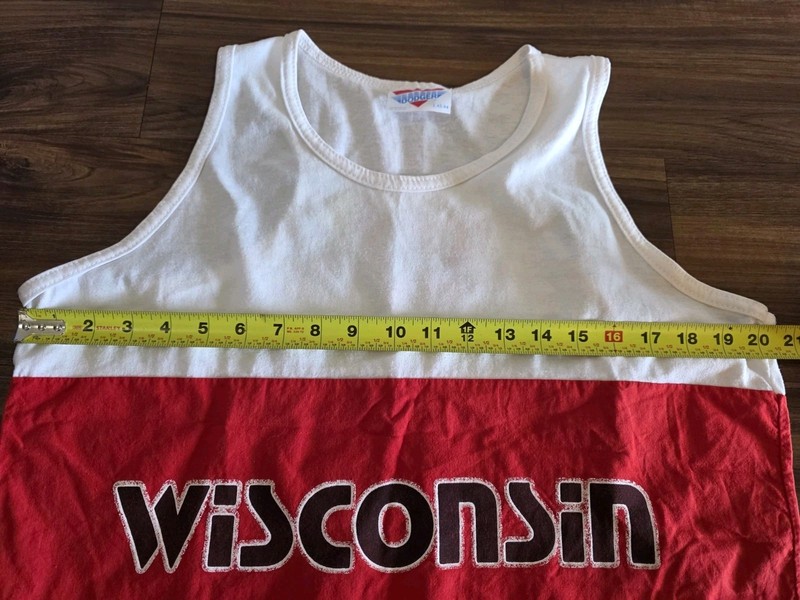 Vintage Dodger Tank Top Men's L Red White Wisconsin Badgers Late 80's *see Size* gallery