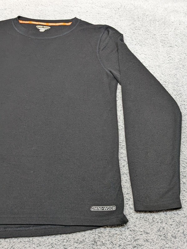 Omni Wool Shirt Large Black Wool Blend Crew Neck Base Layer Long Sleeve Warm gallery