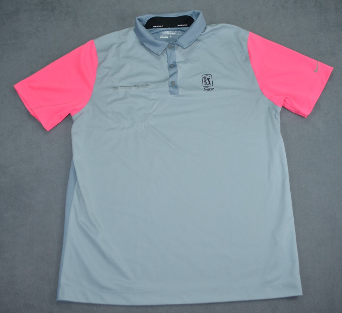 Nike Golf Tour Performance Innovation Polo Shirt Gray/Pink Men's L TPC Sawgrass gallery