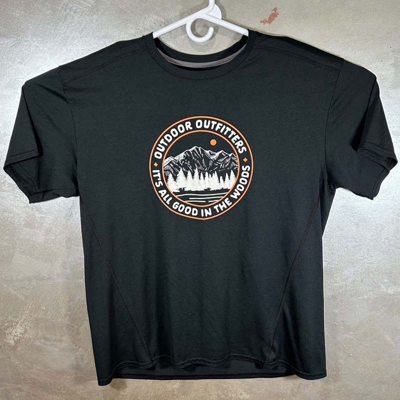 Gildan Performance Mens XL Black Outdoor Outfitters Graphic T-Shirt Lightweight gallery