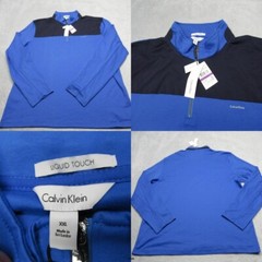 Calvin Klein Shirt Men XXL Blue Liquid Touch Pullover Long Sleeve Activewear NEW