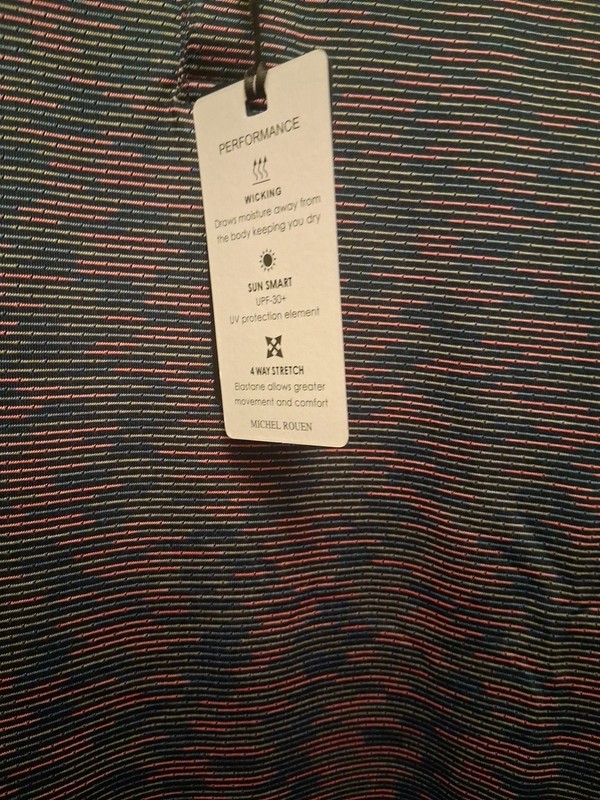 NWT Michel Rouen Men's Performance Polo Golf Shirt. Space Dye Stripe, Size 3XL. gallery