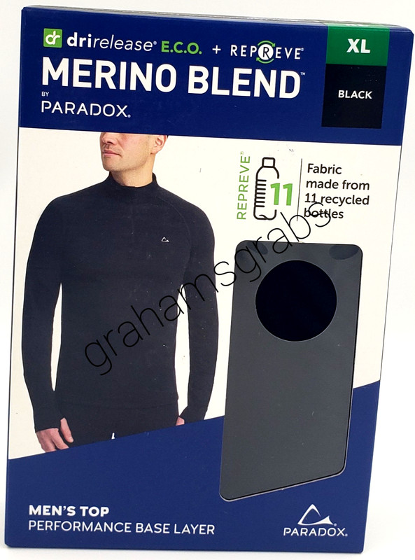 PARADOX MENS MERINO BLEND PERFORMANCE BASE LAYER 1/4 ZIP TOP drirelease M, L, XL gallery