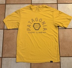 Patagonia Capilene Cool Daily T Shirt Mens Size S Yellow Clean Climbing Active