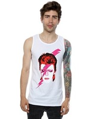 David Bowie Men’s Aladdin Sane Lightning Bolt Vest [X-Large] White