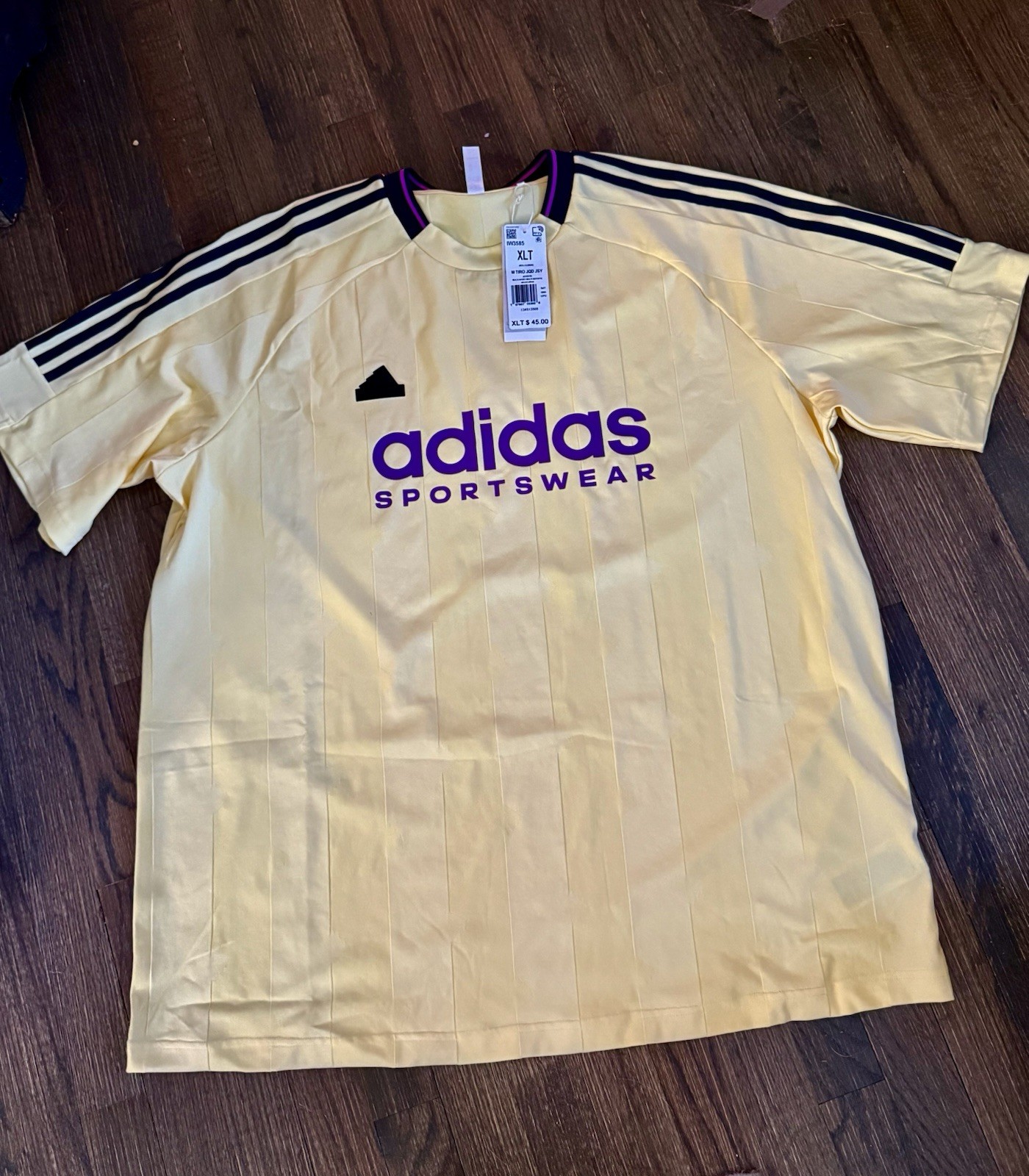 ADIDAS NWT TIRO JQD JSY JERSEY YELLOW Loose Fit Crew NECK, Men's XLT ￼ ￼ gallery