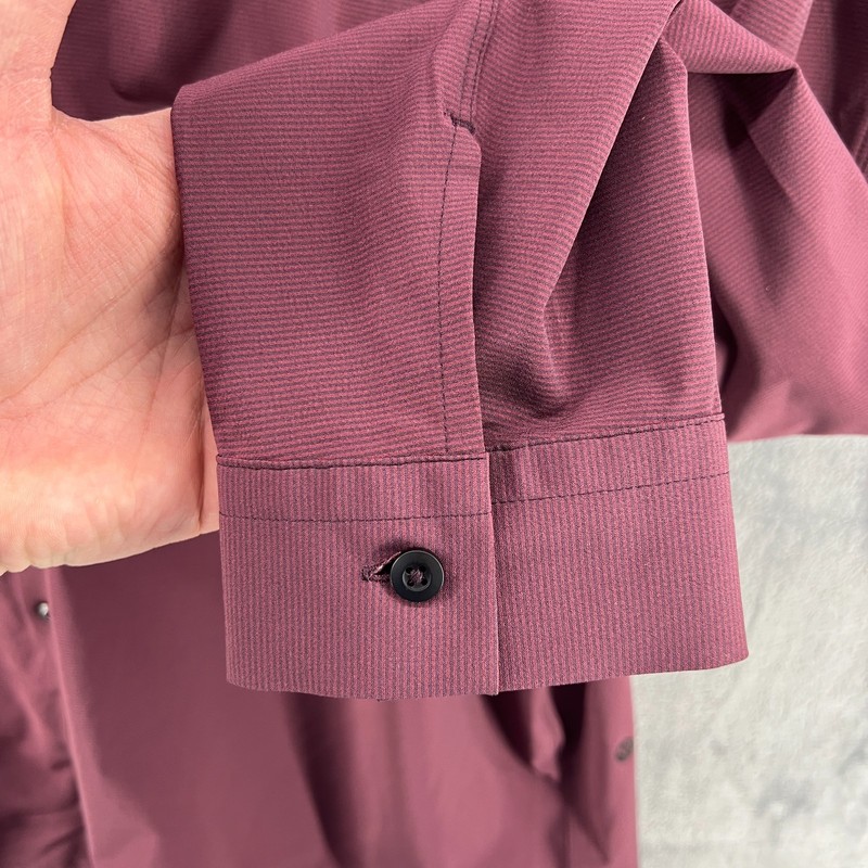Lululemon Voyage Long Sleeve Button Down Shirt Red Stripe Mens XL XXL Stretch gallery