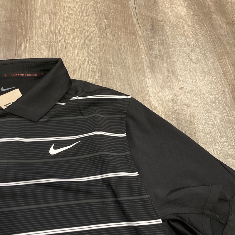 Nike Golf Tiger Woods Collection Striped Polo DR5318 010 Black White Red Sz XL gallery