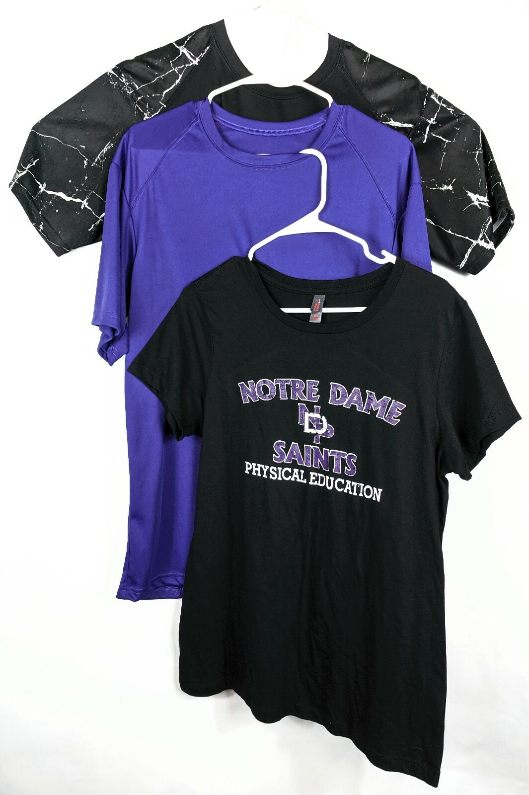 Shirts Mens Medium & Womens Medium Purple Black Notre Dame gallery