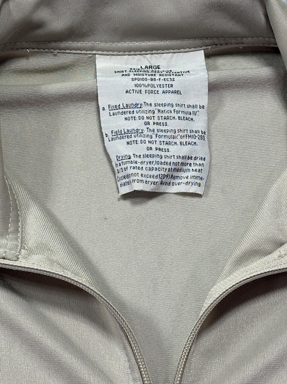 Military Sleeping Shirt Large Beige Long Sleeve Quarter Zip Active Force Apparel gallery