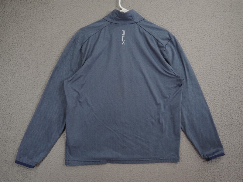 RLX Ralph Lauren Pullover Medium Blue Luxury Jersey Herringbone 1/4 Zip gallery
