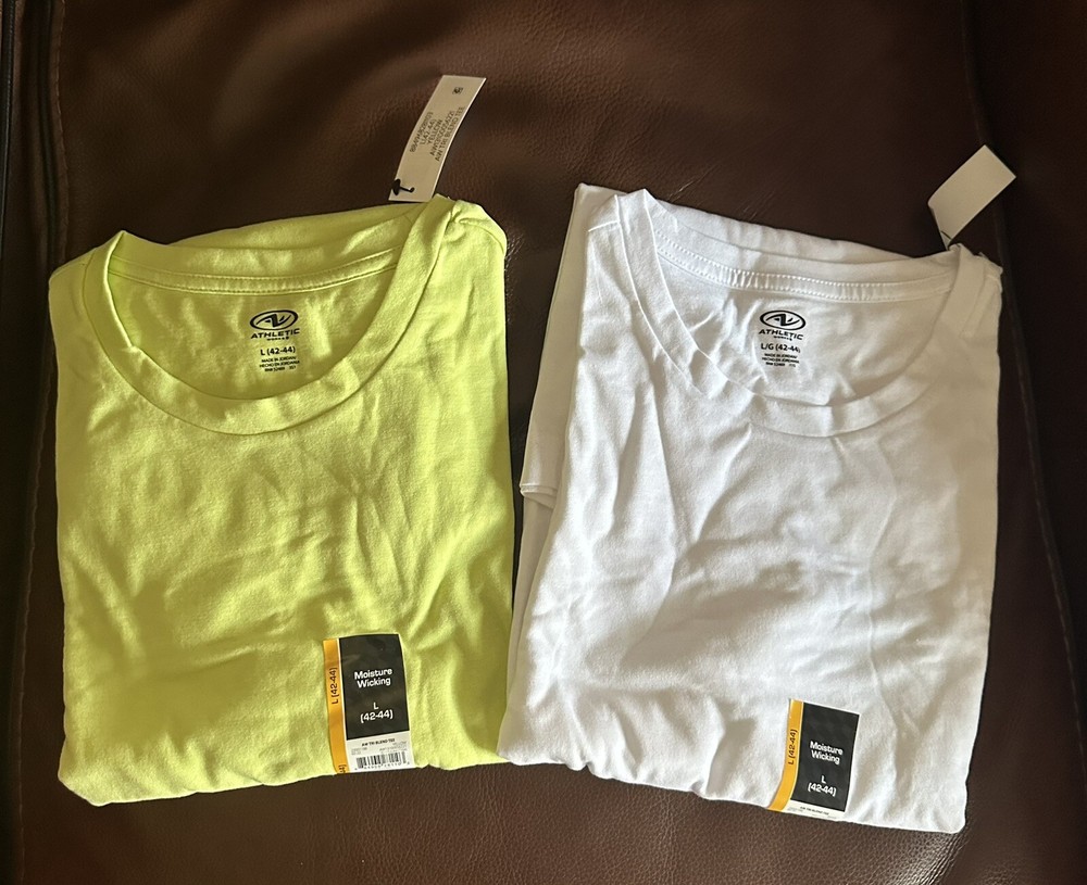 Athletic Works Moisture Wicking Tri Blend Tee L (42-44) White, Yellow set of 2
