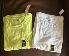Athletic Works Moisture Wicking Tri Blend Tee L (42-44) White, Yellow set of 2