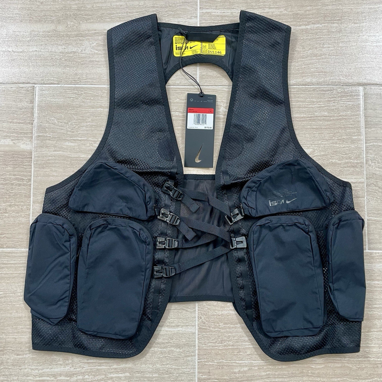Men’s Size L/XL Nike ISPA Tech Tactical Running Mesh Vest Black RARE NWT gallery