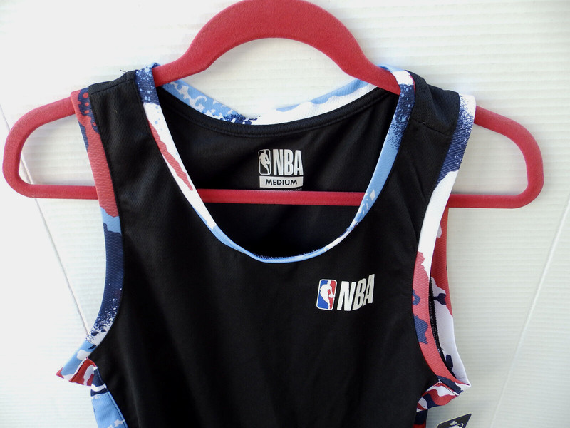 NBA Tank Top Mens Medium Black Multicolor Camo Sides Basketball Sports $30 NWT gallery