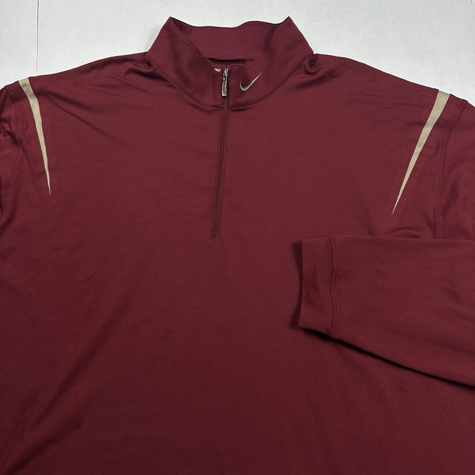 Nike Golf Fit Dry Quarter Zip Pullover Men’s Maroon Red Beige Accents Size XXL gallery