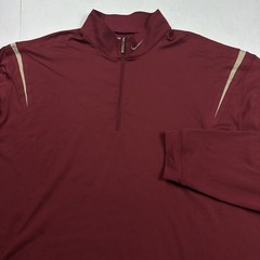 Nike Golf Fit Dry Quarter Zip Pullover Men’s Maroon Red Beige Accents Size XXL