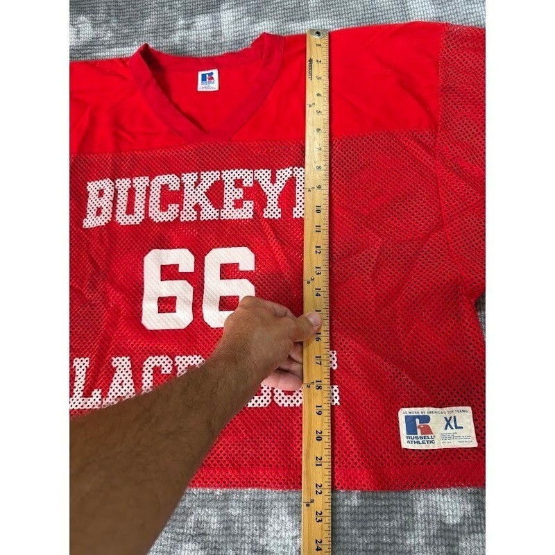 Vintage Russell Athletic Ohio State Buckeyes Lacrosse Mesh Jersey Red Cropped XL gallery
