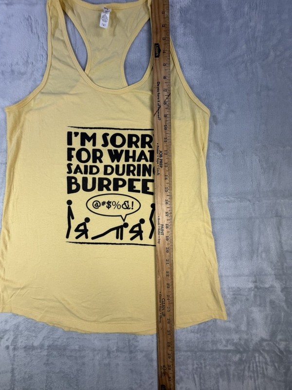 Men’s Funny Burpees Racerback Tank Top XL Yellow Workout Gym Crossfit Next Level gallery