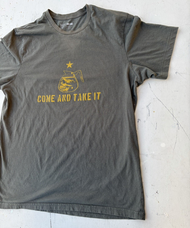 Men's 5.11 Tactical T-Shirt Green Logo XL Coffee Gadsden Range Active Flag 2A gallery